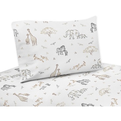 Sweet Jojo Designs Kids Twin Sheet Set Serengeti Animals Multicolor 3pc