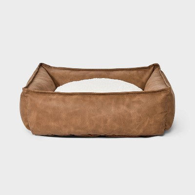 Cuddler Faux Leather Bolster Dog Bed - Boots & Barkley™