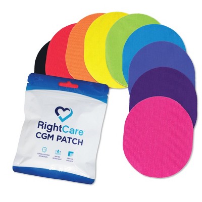 RightCare CGM Adhesive Synthetic Patch, Universal, Covered Oval, Multiple Colors, Bag of 25