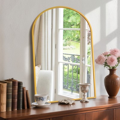 Arched Anti-Fog Bathroom Mirror - 8mm Explosion-Proof Glass, Rust-Proof Aluminum Frame, Wall Mounted-Gold
