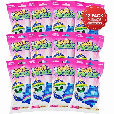 Cats vs Pickles Mystery Bags - Fuchsia Wave Plushies, Sensory-Friendly Blind Bags for Kids