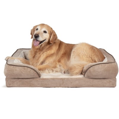 FurHaven Velvet Waves Perfect Comfort Cooling Gel Top Memory Foam Sofa Dog Bed