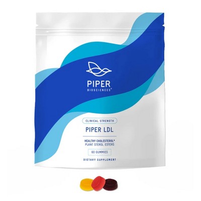 Piper Biosciences LDL Cholesterol Health Gummy Supplement - 2280 mg Plant Sterol Esters - Clinical Strength, Vegan, 1 Box, 2 Packs, 120 Gummies per