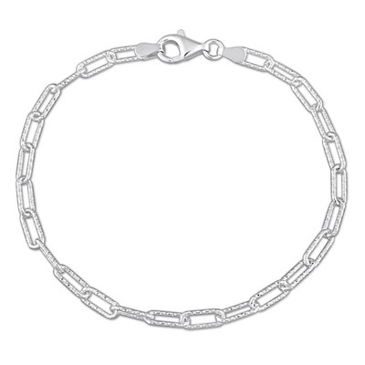 EVERLY JEWELRY | Sterling Silver 3.5mm Fancy Cut Paperclip Chain Bracelet, 9inch