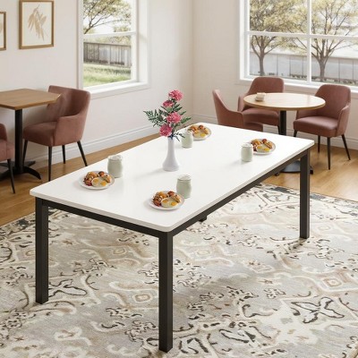 GustoWave Industrial Dining Table for 6-8 People, with Metal Legs