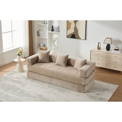 PAGED Folding Sofa Bed with Pillows, Convertible Floor Couch with Removable Cover & Zipper Design for Living Room, Home Office