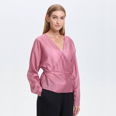 Women's Long Sleeve Sheer Wrap Shirt - A New Day™
