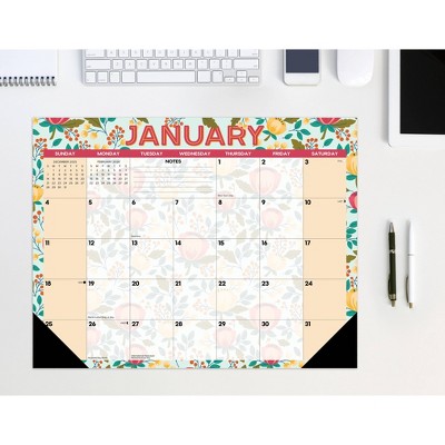 Willow Creek Press 22"x17" 2026 Spring Floral Large Monthly Deskpad