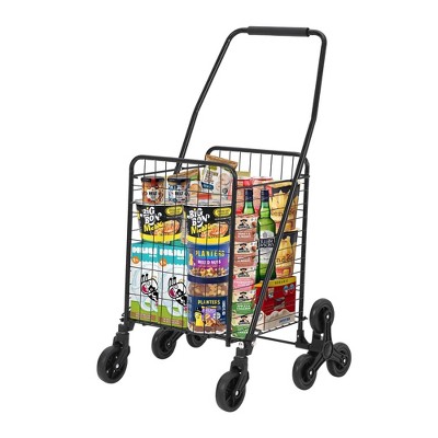 Folding Shopping Cart, 110 LB Capacity, Collapsible Grocery Cart with 22 gal Basket & Wheels, Lightweight Portable Shopping Trolley for Groceries