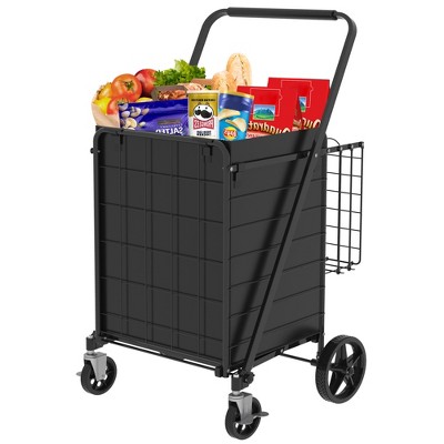 KTMBDW Utility Cart with Wheels, Shopping Cart with Brake for Grocery, Laundry and Stair Climber Cart, Compact and Foldable