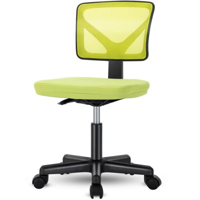 Lirago Yellow Low Back Mesh Armless Swivel Office Chair 16.50 x 17.90 x 34.80 inch