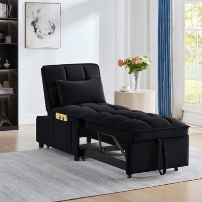 4-in-1 Convertible Chaise Lounge Pull-out Sofa Bed Sofa Bed Sleeper Chair Folding Ottoman with Adjustable Backrest, Pillow & Storage Pocket-ModernLuxe