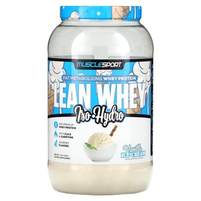 MuscleSport Lean Whey, Iso-Hydro, Vanilla Ice Cream, 2 lbs (908 g)