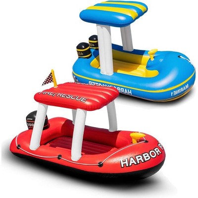 Zone Tech Fireboat Squirter Inflatable Pool Toy and Inflatable Patrol Boat Pool for Kids Cool Retro Style for Beach Ocean Pool Lake Extra Floatie