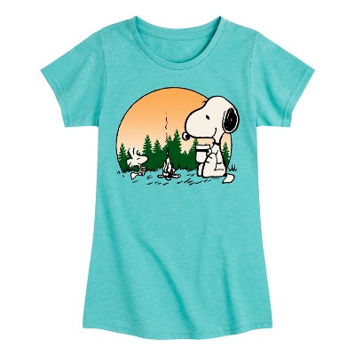 Girls' - Peanuts - Campfire Mugs Fitted Short Sleeve Graphic T-Shirt