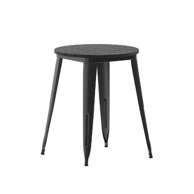 Merrick Lane Indoor/Outdoor Dining Table, 23.75" Round All Weather Poly Resin Top with Steel Base