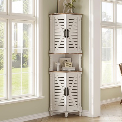 67.7" Tall Farmhouse Corner Cabinet, 5-Tier Shelves Storage Cabinet, Pantry Cabinet