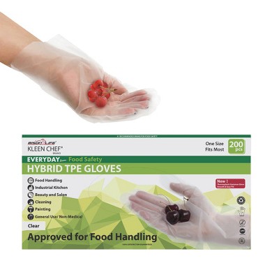 Bison Life Hybrid Disposable Food Safe TPE Gloves for Cooking, Kitchen Prep and Bakig, 11" Long Cuff - Powder & Latex Free - One Size - 200 ct