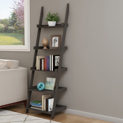 Hastings Home 5-Tier Ladder Bookshelf, Bookcase for Home Decor and Office Storage, Slate Gray