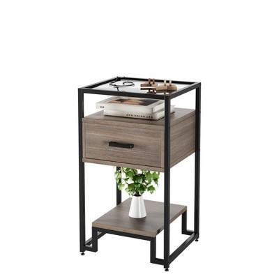 1PCS Nightstands, Beside Table with Storage Drawer and 3-Tier Storage£¬Small End Table