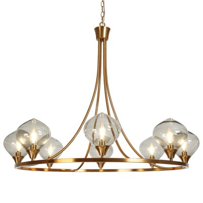 LNC Temporaneo Candle Modern Oversized Chandelier, Polished Gold with Clear Class Shades, 32 in/ 39.3 in