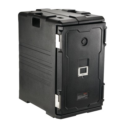 VEVOR Insulated Food Pan Carrier, 109 Qt Hot Box for Catering, LLDPE Food Box Carrier with Double Buckles, Front Loading Food Warmer, Black