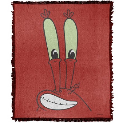 Spongebob Mr. Krabs Smile Face Blanket 50"x60" Woven Tapestry