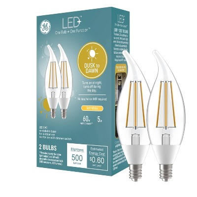 GE 2pk LED Dusk to Dawn A19 LED Decorative Light Bulbs Soft White