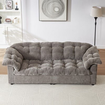 MAYEERTY 99.2 Inch Chenille Deep Seat Sofa Modern Comfort Upholstered Fluffy Cloud Sofa Grey for Living Room Bedroom Office Apartment
