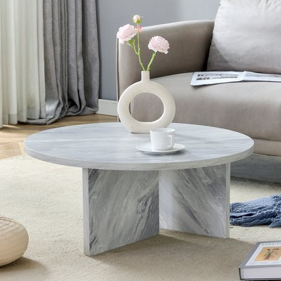 MOEPISY Multi-style Decor Friendly MDF White Round Coffee Table