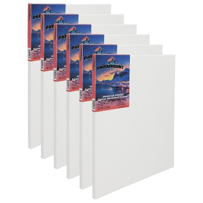 Paramount Canvas for Painting - Pack of 6,  White Canvases- 11/16" 100% Cotton Stretched Canvas, Triple-Primed for All Media, Medium Tooth,