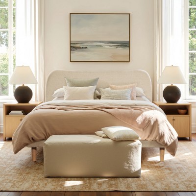 Queen Size Platform Bed with Upholstered Headboard for Bedroom