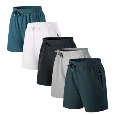 Mens Shorts Athletic Activewear Relaxed Fit Workout Gym Ultra Soft With Zipper Pocket- 5 Pack