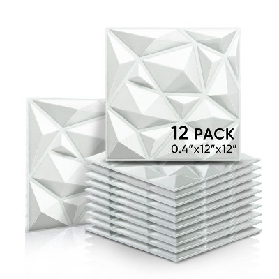 Sonic Acoustics 12-Pack White 3D Soundproof Panels, 12"x12" High Density Polyester Studio Noise Reduction Tiles