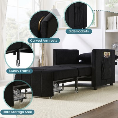 31.5" Convertible Sleeper Sofa Bed with 5-Position Backrest, Storage & Side Pockets – Foldable Chair Bed for Small Spaces