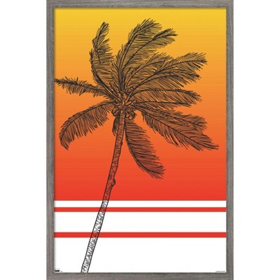 Trends International Line Art - Palm Tree Framed Wall Poster Prints