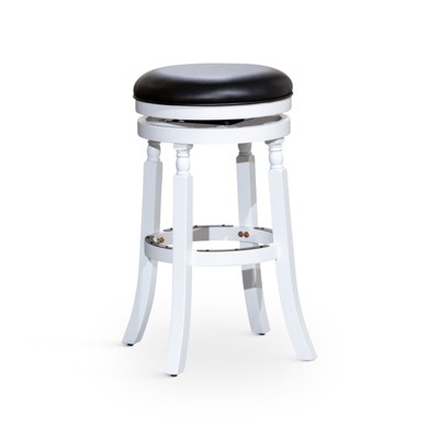 FONTOI 30" Swivel French Barstools, Upholstered Bar Stools with Flared Leg for Living Room Kitchen, White&Black, 17"*30"*17"