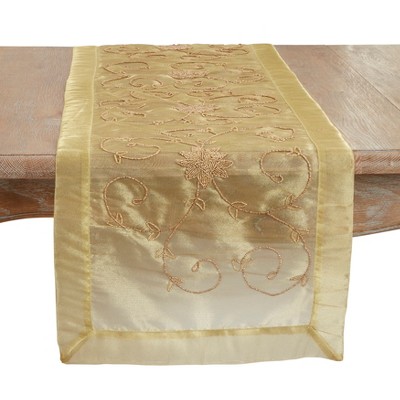 Saro Lifestyle Long Table Runner With Handmade Beaded Design