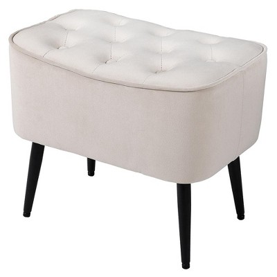 BirdRock Home Tufted Curve Ottoman - Velvet Foot Stool - Tan