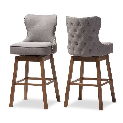Gradisca Modern And Contemporary Wood Finishing Upholstered Barstools Set Of 2 - Baxton Studio