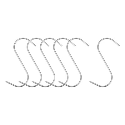 Unique Bargains Stainless Steel S-Shaped Utility Fish Beef Hanging Meat Hook 6 Pcs