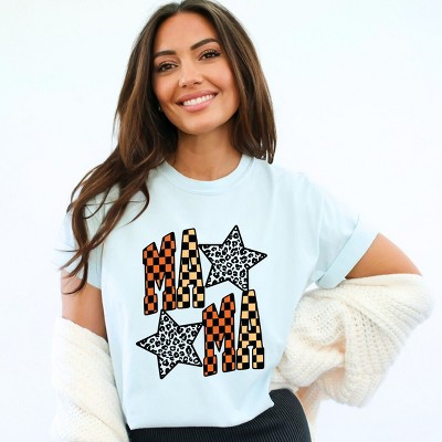 Checkered Mama Leopard Stars - Womens Garment Dyed Tee
