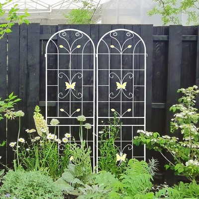 Lirago 4 Pack Metal Garden Trellis Rustproof Climbing Plant Support for Outdoor Flowers Vines Vegetables White Powder Coated 86.7"H x 19.7"W x 1"D