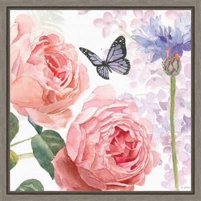 Amanti Art Boho Bouquet II (Butterfly Floral) by James Wiens Canvas Wall Art Print Framed 16 x 16-in.