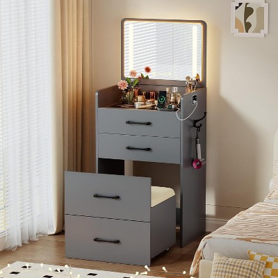Vlsrka 3-in-1 Vanity Desk with Flip Top Mirror and Lights.