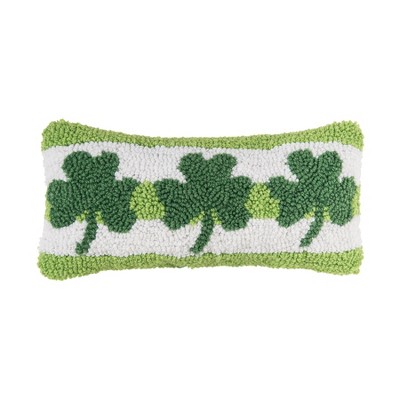 C&F Home St. Patrick's Day Clover Trio 3 Leaf Clovers Hooked Small/Petite Accent Pillow, 6" x 12"