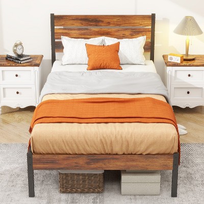 IULULU Metal Platform Bed Frame - Mattress Foundation with Headboard and and Footboard