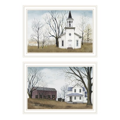 2Piece Vignette Amazing Grace Sunday Service White Framed Wall Art for Living Room,Wall Art Print for Home Decor by Billy Jacobs