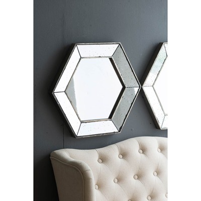 Grungis Square Wall Mirrors with Metal Frame,Decorative Classic Wall-Mounted Mirror with Floral Accents for Bathroom,Living Room