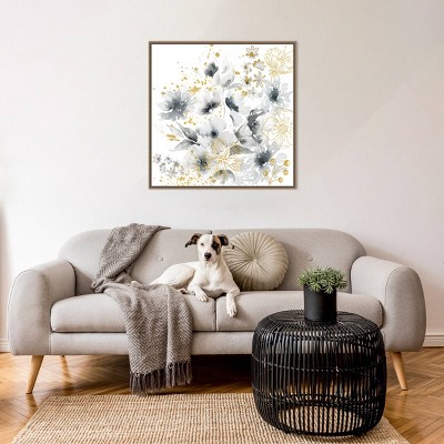 Amanti Art Watercolor Gray and Goldenrod Floral by Tre Sorelle Studios Framed Canvas